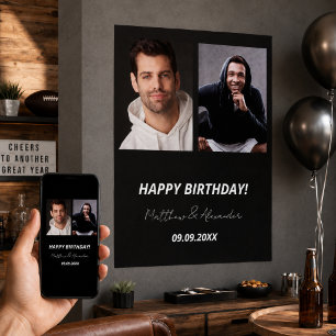 Custom photo black white friends birthday poster