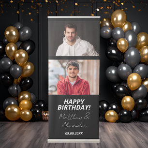 Custom photo black white friends birthday retractable banner