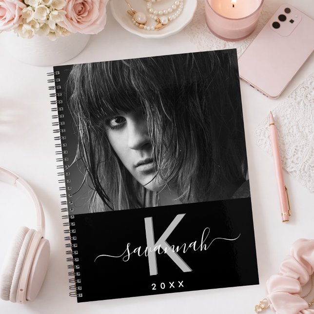 Custom photo black white monogram 2027 planner (Creator Uploaded)