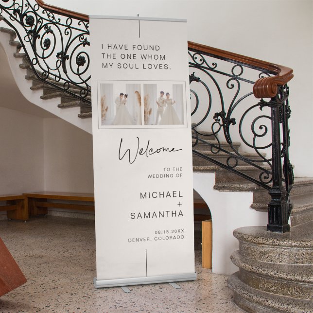 Custom Photo Black & White Wedding Welcome  Retractable Banner (Creator Uploaded)
