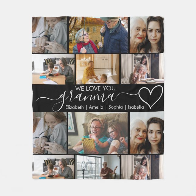 Custom Photo Blanket for Grandma Gift (Front)
