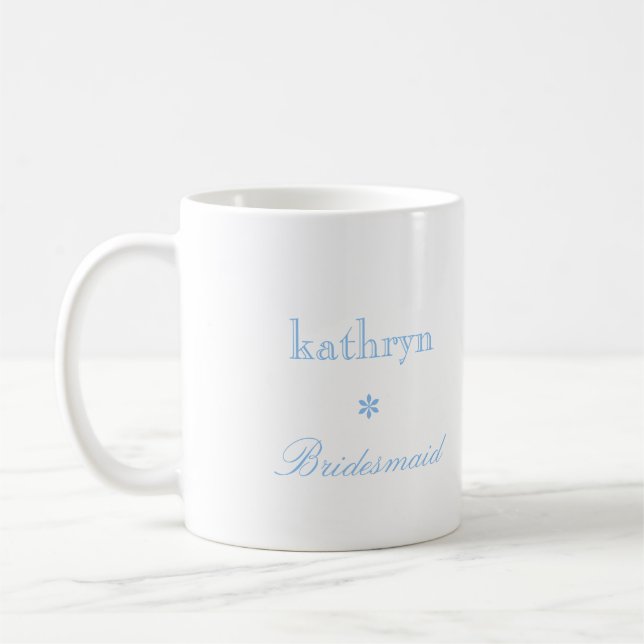 Custom photo blue argyle preppy bridesmaid coffee mug (Left)