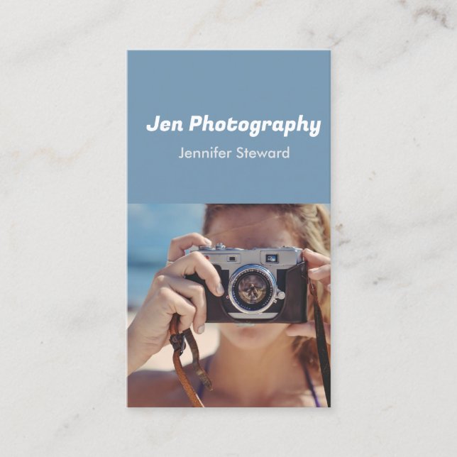 Custom photo blue business card (Front)