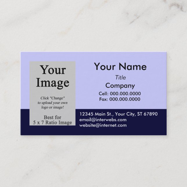 Custom Photo Blue Navy Business Card Template (Front)