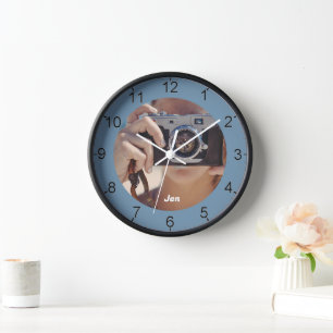Custom photo blue photographer  clock