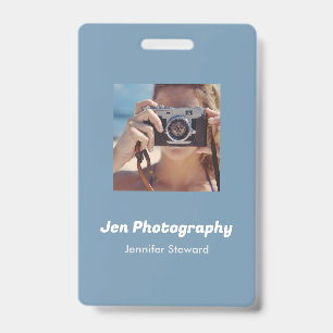 Custom photo blue photographer ID badge