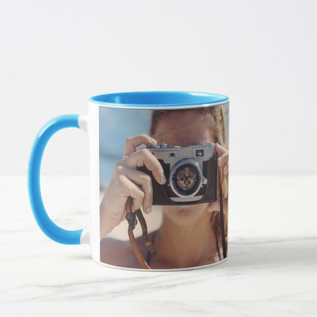 Custom photo blue photographer  mug (Left)