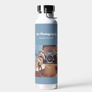 Custom photo blue photographer  water bottle