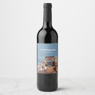 Custom photo blue photographer wine label