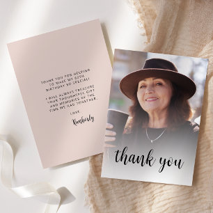 Custom Photo Blush Pink 60th Birthday Party Thank You Card