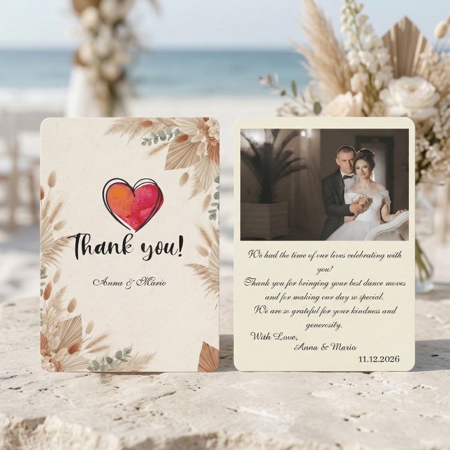 Custom Photo Boho Terracotta Wedding Thank You Card (Creator Uploaded)