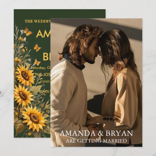 Custom Photo Boho Wedding Invites  (Front/Back)