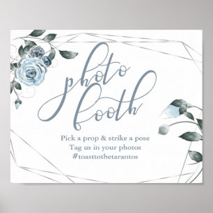 Custom Photo Booth Dusty Blue Floral Sign