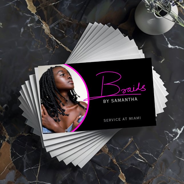 Custom photo Braids Hair Artist Business card (Creator Uploaded)