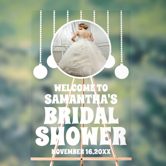 Custom Photo Bridal Shower Welcome Acrylic Sign (Neutral)
