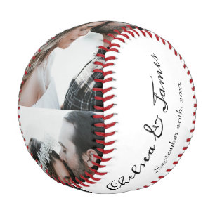 Custom Photo Bride & Groom Script Name Date Baseball