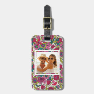 Custom Photo Bright floral pattern Luggage Tag