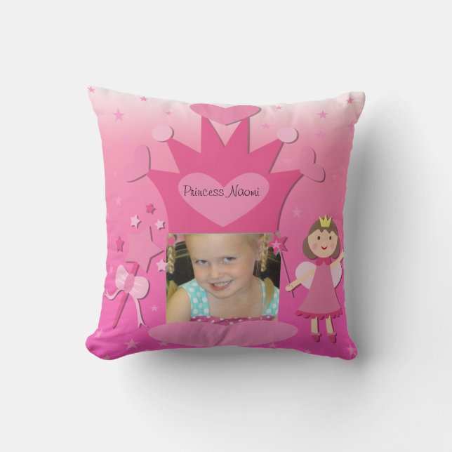 Custom Photo Brown Hair Princess Pillow (Front)