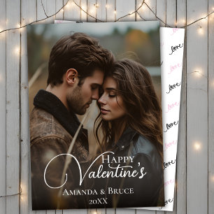 Custom Photo Brush Script Happy Valentine's Holiday Card