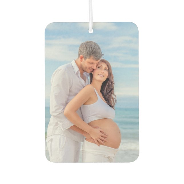 Custom Photo Bump on Board Blue Wood Car Air Freshener (Front)