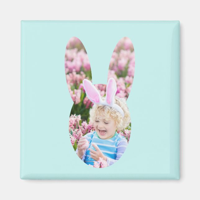 Custom Photo Bunny Head Easter Gift Magnet (Front)