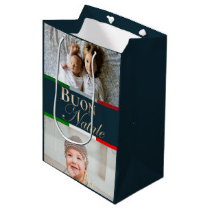 Custom Photo Buon Natale Italian Christmas Medium Gift Bag