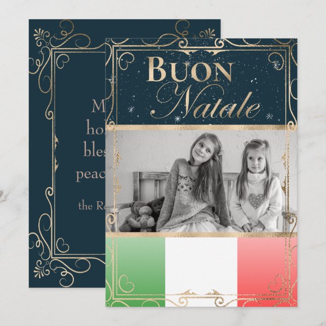 Custom Photo Buon Natale Italian Flag Christmas Holiday Card (Front/Back)