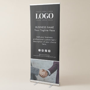 Custom Photo Business Logo & Social Media Text Retractable Banner