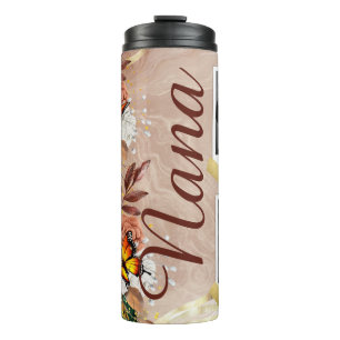 Custom Photo Butterfly Floral Mum Grandma Thermal Tumbler