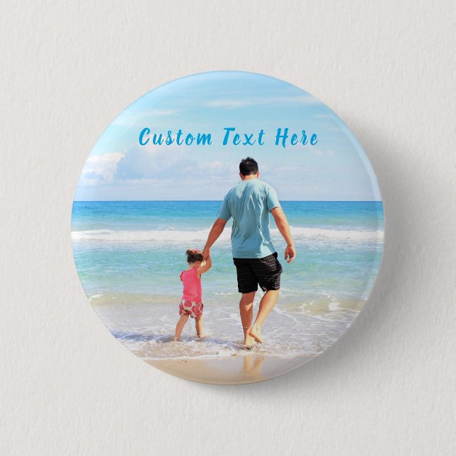 Custom Photo Button Personalised Text (Front)