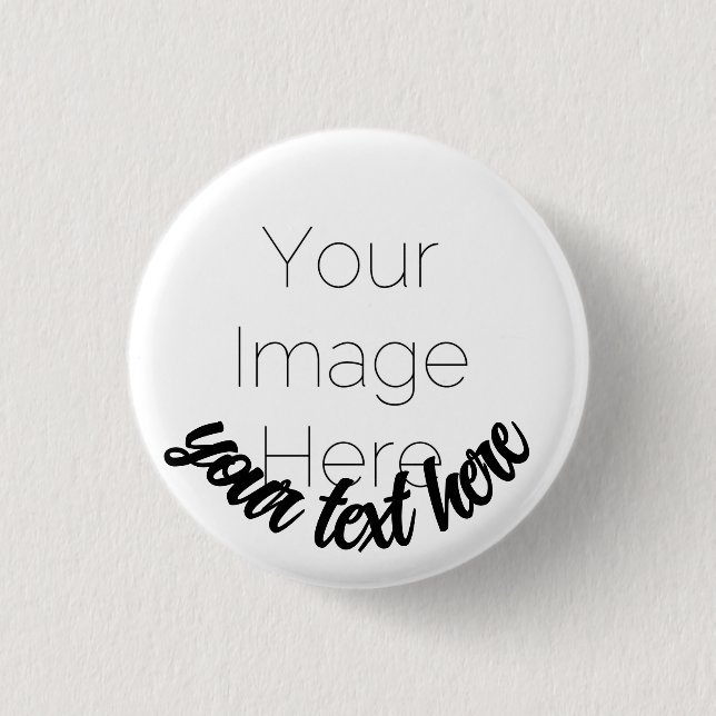 Custom Photo Button Pin – Personalised text Badge (Front)