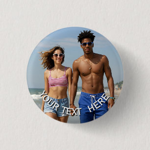 Custom Photo Button Pin – Personalised text Badge