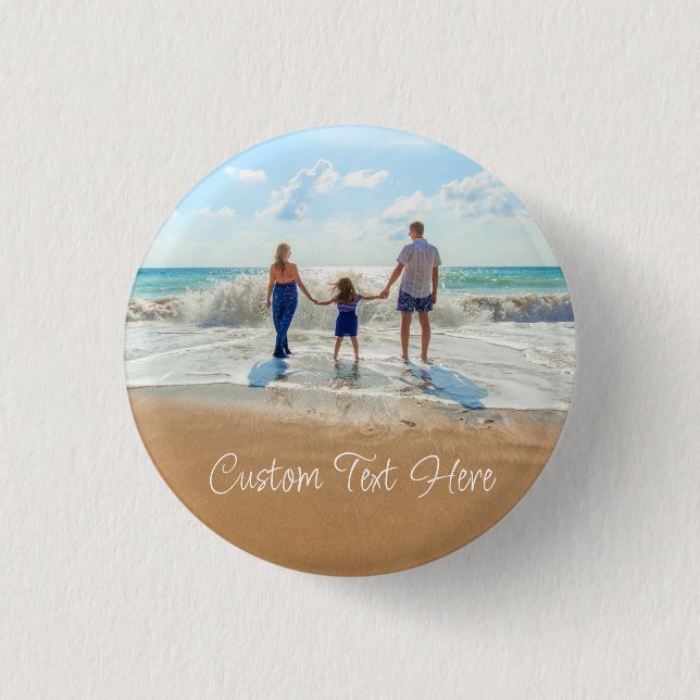 Custom Photo Button with Text Personalised (Front)