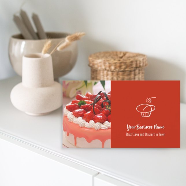 Custom Photo Cake Bakery Shop QR Code Business Card (Custom Photo Cake Bakery Shop QR Code Business Card)