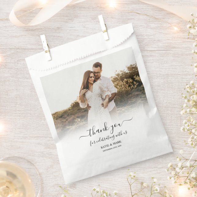 Custom Photo Calligraphy Script Wedding  Favour Bags (Clipped)