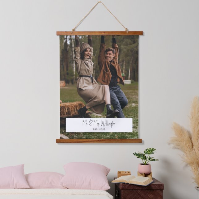 Custom Photo Calligraphy Wedding Anniversary Hanging Tapestry (Bedroom)