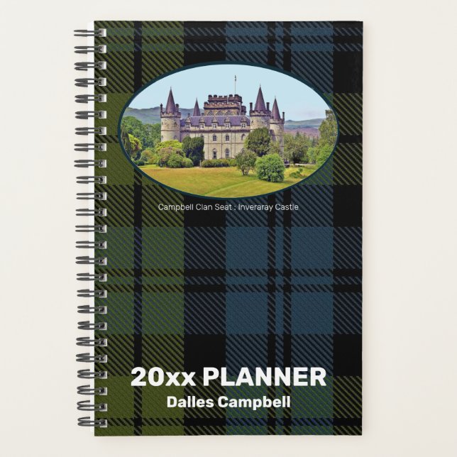 Custom Photo Campbell Scottish Clan Castle Weekly Planner (Front)
