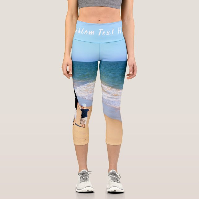 Custom Photo Capri Leggings Your Photos and Text (Front)