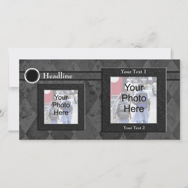 Custom Photo Card, Black Wedding or Formal Design (Front)