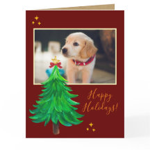 custom PHOTO card christmas dog pet watercolor