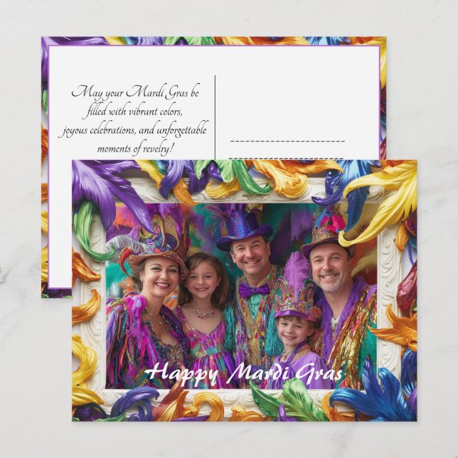 Custom photo💚💜💛 Carnival Elegance Postcard (Front/Back)