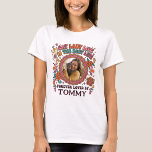 Custom Photo Cat Lady Life Groovy Retro T-Shirt