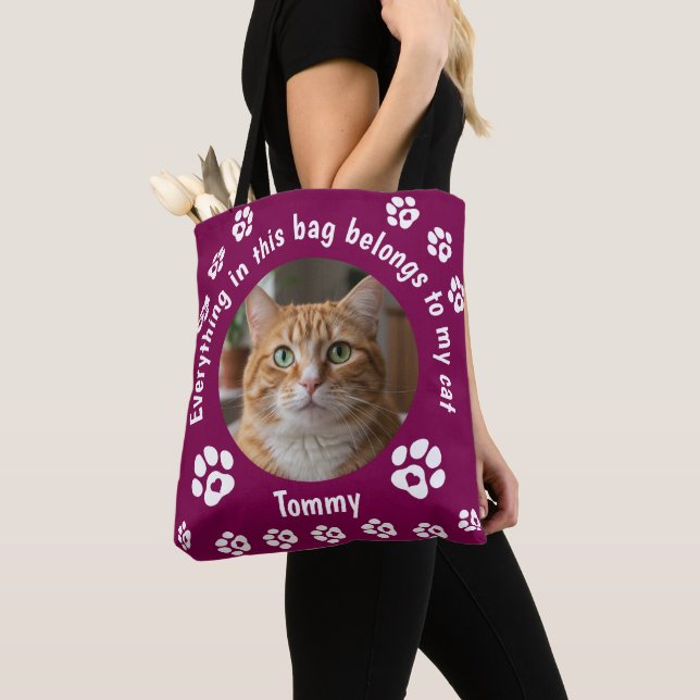 Custom Photo Cat Lover Tote Bag (Close Up)