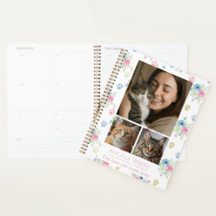 Custom Photo Cat Mom with Watercolor Floral Planner