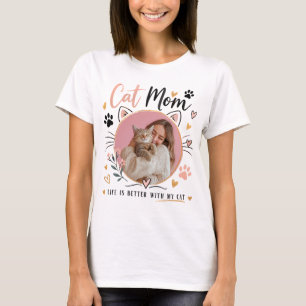 Custom Photo Cat Mum T-Shirt