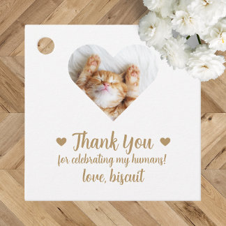 Custom Photo Cat Wedding Favour Tags