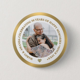 Custom Photo Celebrating 50th Wedding Anniversary 6 Cm Round Badge