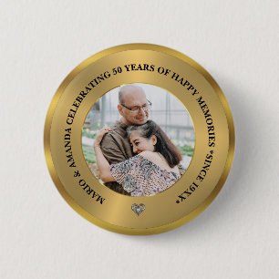Custom Photo Celebrating 50th Wedding Anniversary 6 Cm Round Badge