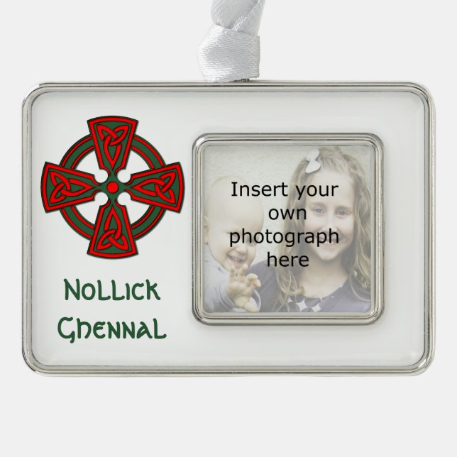 Custom Photo Celtic Cross Manx Xmas Ornament (Front)