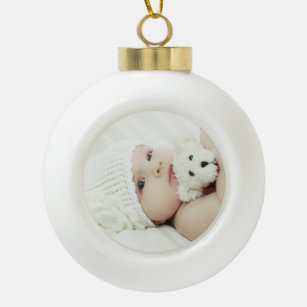 Custom Photo Ceramic Ball Christmas Ornament